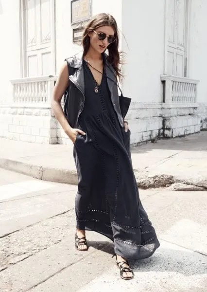 Wear with Black V Neck Breezy Maxi Dress