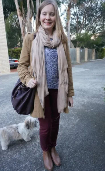 Pale Pink Scarf with Tribal Printed Sweater & Blush Coat