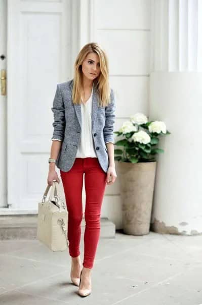 Wear with White Blouse & Grey Blazer