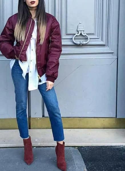 Wear with White Button Up Boyfriend Shirt with Cropped Mom Jeans