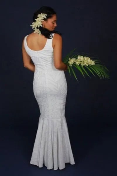 White Mermaid Scoop Neck Wedding Dress