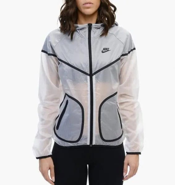 Semi-Sheer White Nike Windbreaker with Black Running Pants