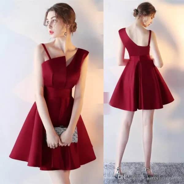 One Shoulder Satin Skater Cocktail Dress