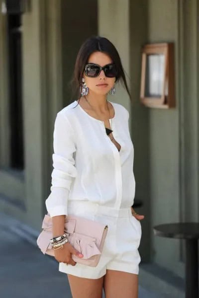 White Dressy Shots with Matching Chiffon Shirt