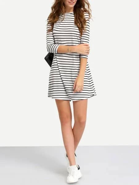 Black and White Striped T Shirt Dress