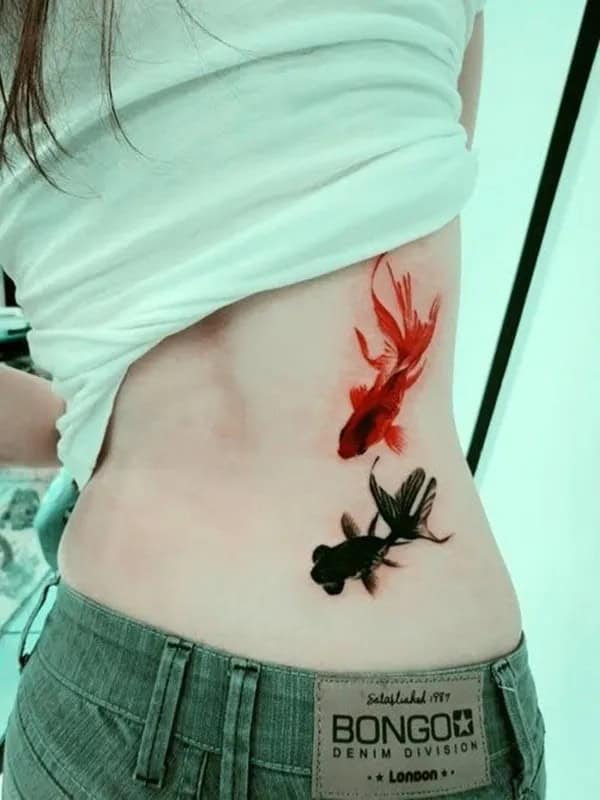 Cute Small Koi Tattoo on Hip