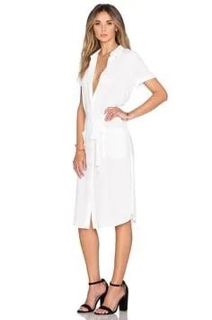 White Knee Length Chemise Shirt Dress