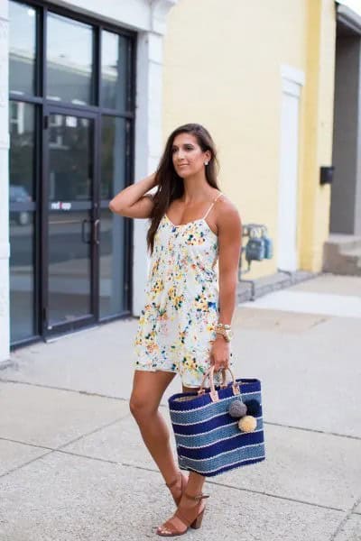 White Floral Cami Dress with Sandals