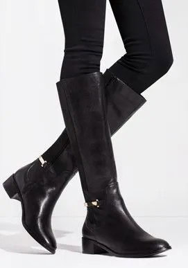 Knee-high boots with leggings