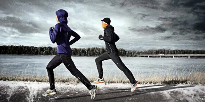 Navy Blue Hoodie with Matching Running Gloves & Black Nylon Jogger Pants