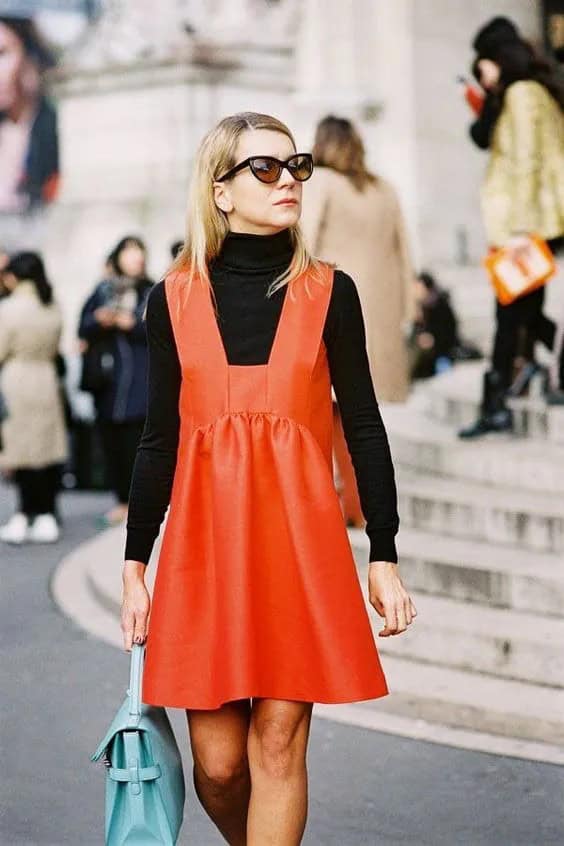 Bright Orange Pinafore Dress