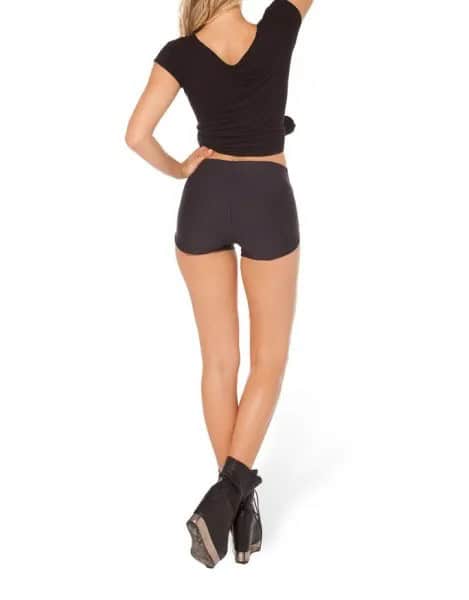 Black Knotted T Shirt with High Rise Mini Designer Shorts