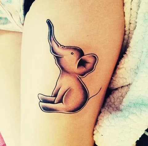 Cartoon Elephant Tattoo Design