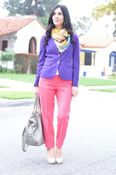 Purple Blazer with Hot Pink Pants