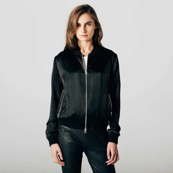 Black Bomber Jacket with Leather Pants