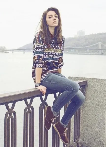 Sweater with Colorful Pattern