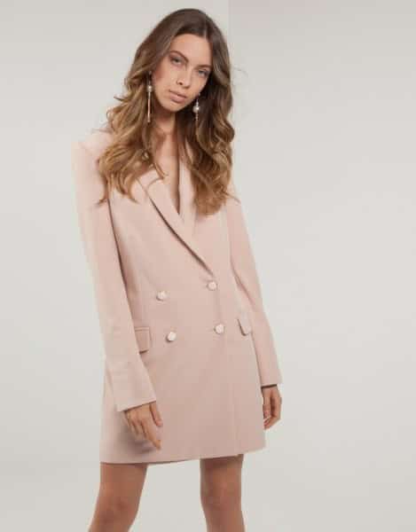 Pale Pink Loose Fit Blazer Jacket Dress