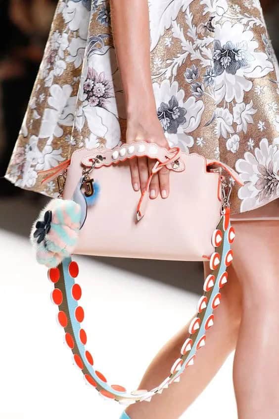 Floral Skirt and Floral Clutch Bag