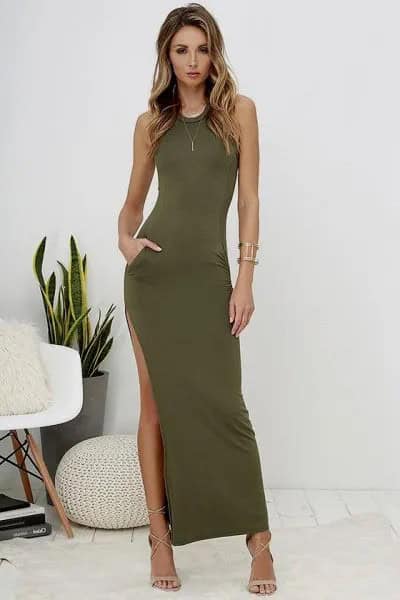 High Split Bodycon Maxi Dress