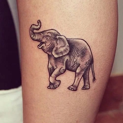 Elephant with Trunk Up Tattoo Designs