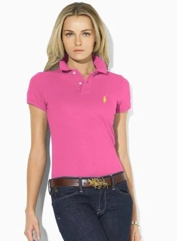 Polo Shirt with Belted Dark Blue Skinny Jeans