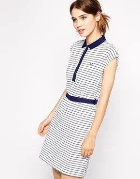 Navy and White Polo Dress with Navy Collar