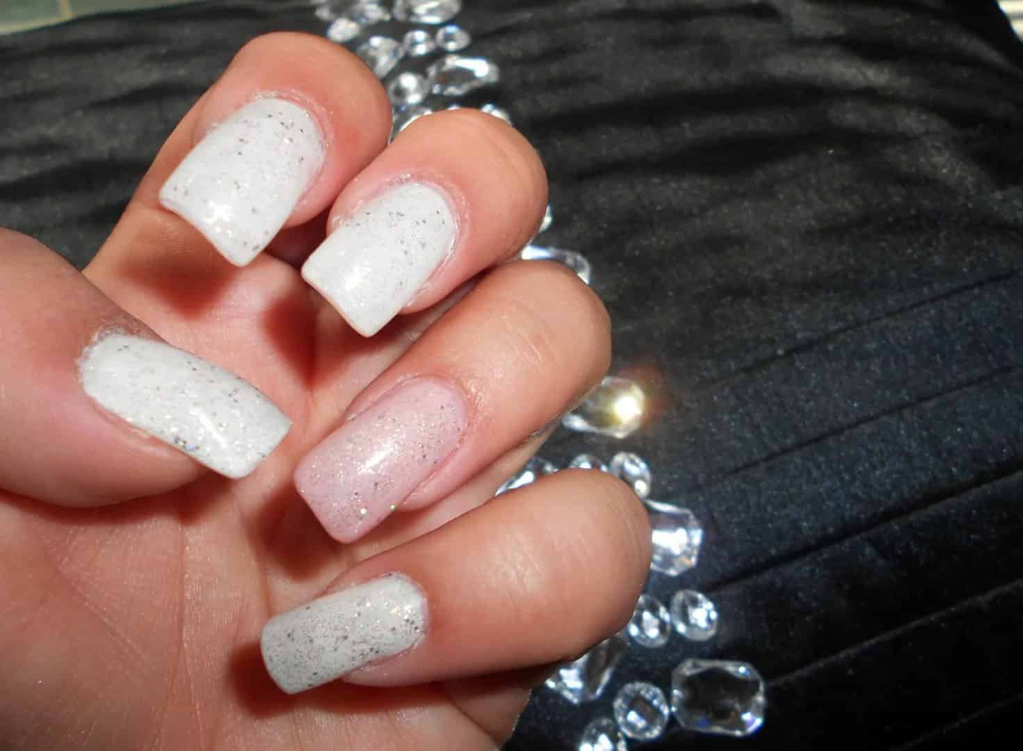 Pink and white gel nails