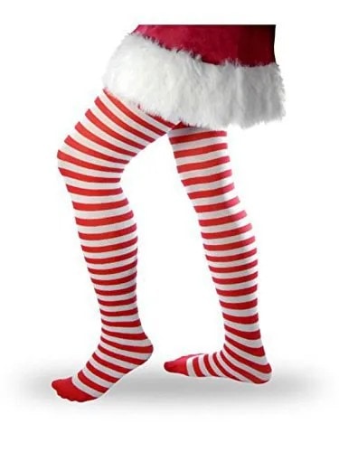 Santa Claus Mini Shift Dress with Red and White Striped Leggings