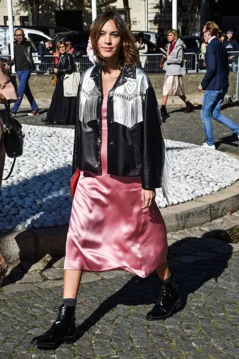 Pink Silk and Fringe Leather Jacket