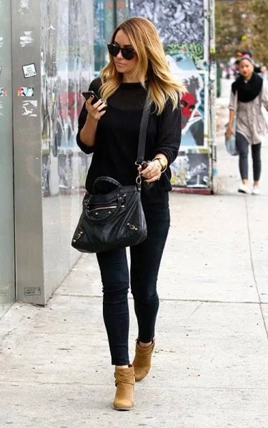 Black Pullover Sweater with Matching Skinny Jeans