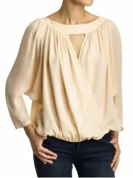 Cream Keyhole Blouse with Black Skinny Jeans