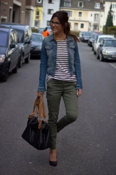 Denim Jacket with Cargo Pants