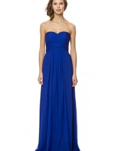 Strapless Fit and Flare Royal Blue Long Pleated Dress