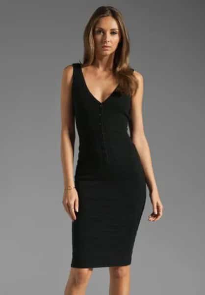 Black V Neck Tank Bodycon Dress