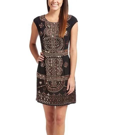 Black and Silver Sequin Cap Sleeve Mini Dress