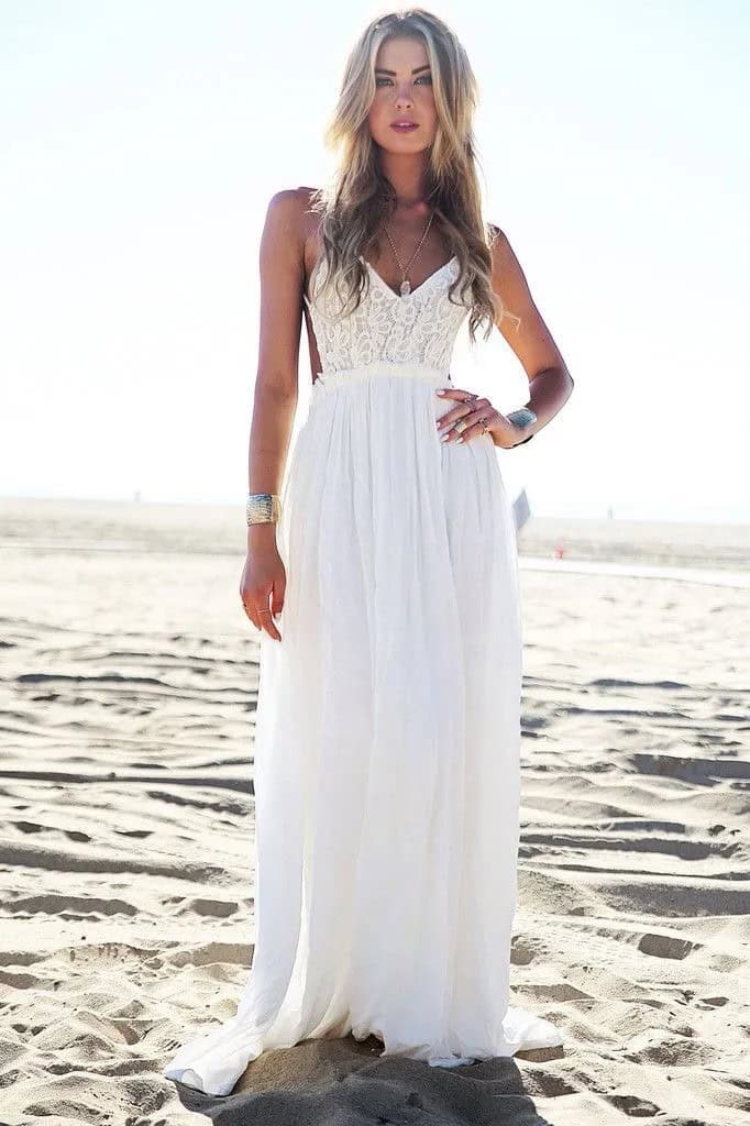 Boho Long Flowy Wedding Dress