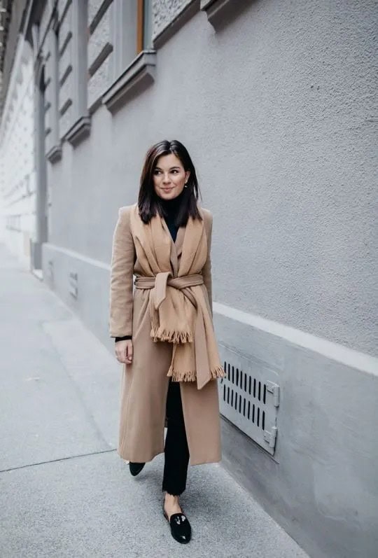 Camel Wool Wrap Coat