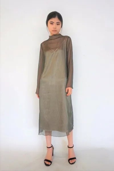 Two-Layered Green Chemise Dress